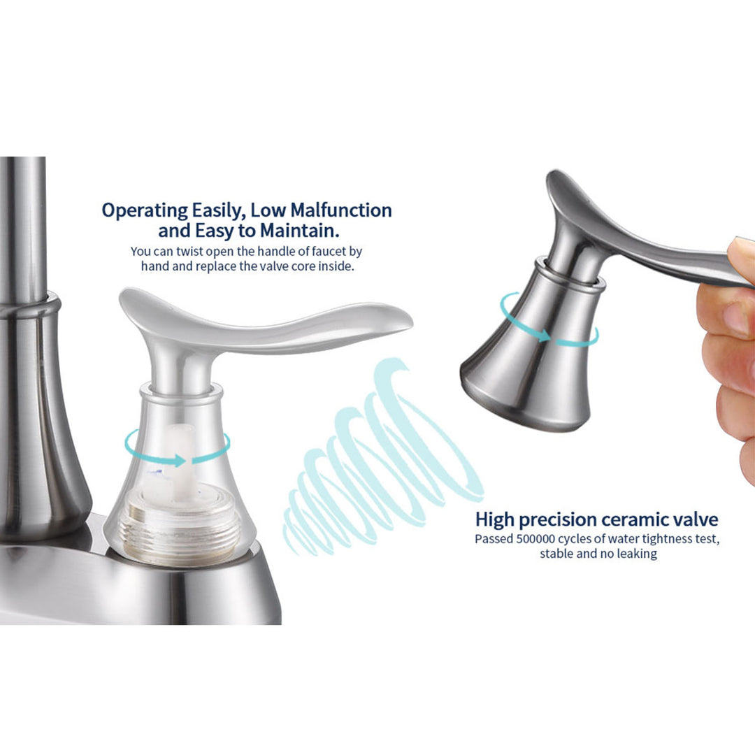 2-Handle 360 Degree High Arc Swivel Bathroom Sink Faucet