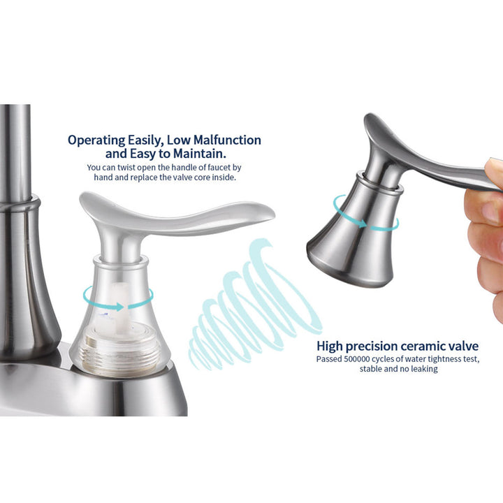 2-Handle 360 Degree High Arc Swivel Bathroom Sink Faucet