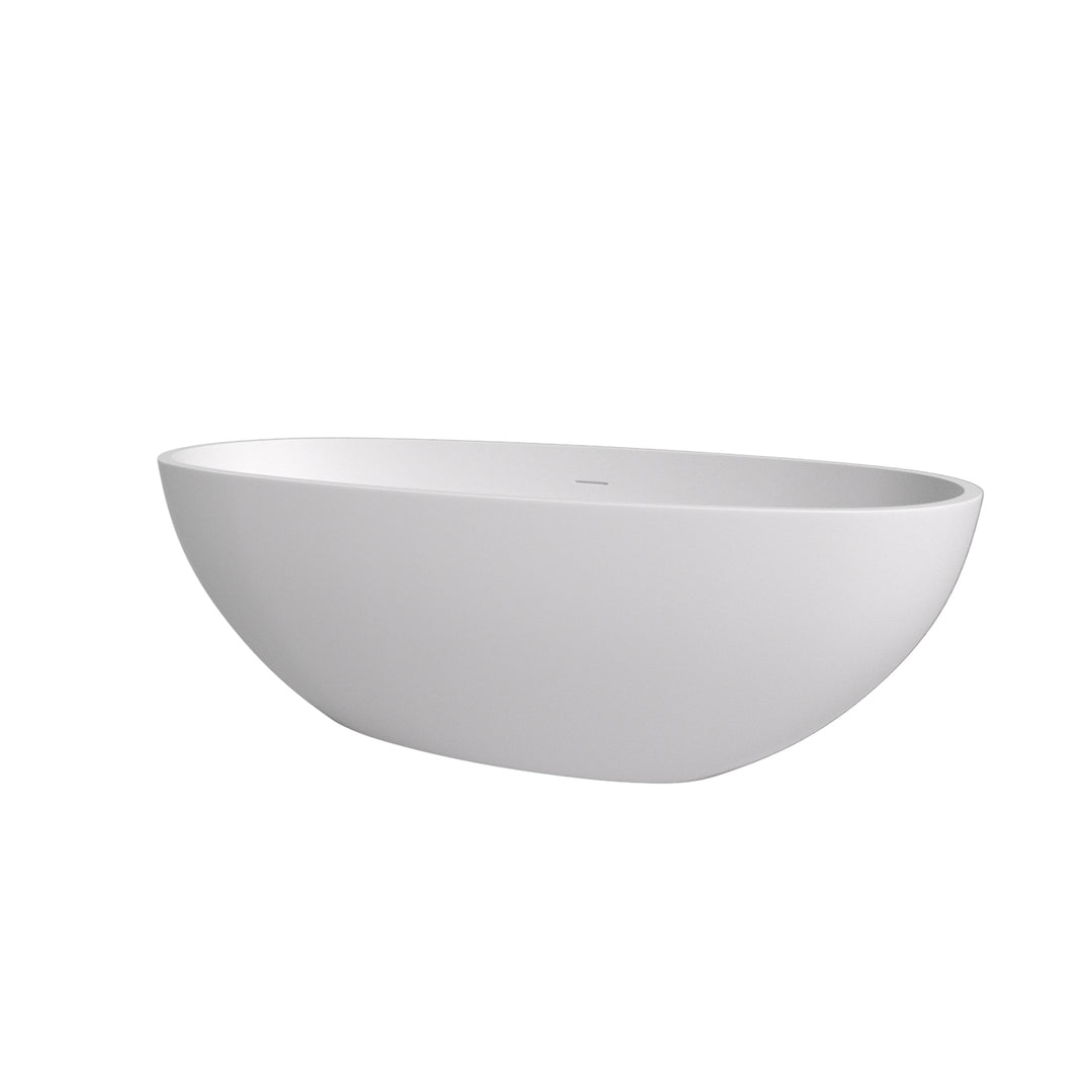 65'' Modern Oval Stone Resin Solid Surface  Freestanding Soaking Bathtub
