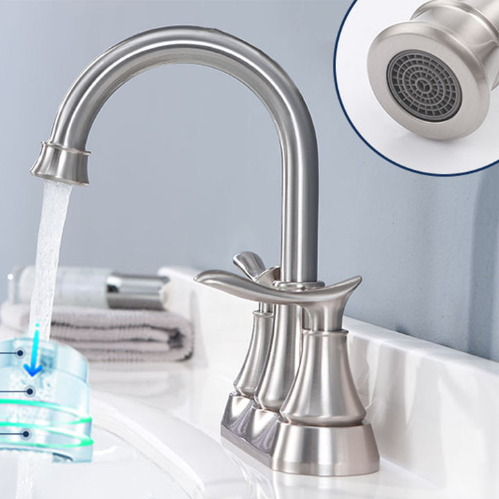 2-Handle 360 Degree High Arc Swivel Bathroom Sink Faucet