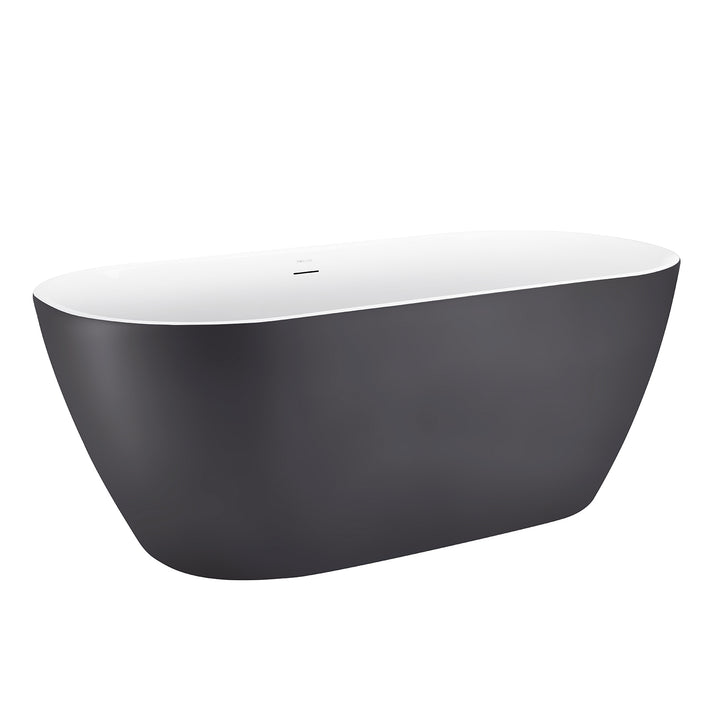 28-in W x 59-in L Gloss  Acrylic Oval Freestanding Soaking Bathtub