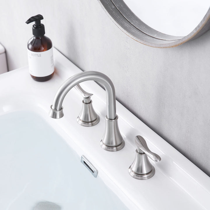 2-Handle 8 inch Widespread Bathroom Sink Faucet Lavatory Faucet 3 Hole With Pop Up Drain Assembly
