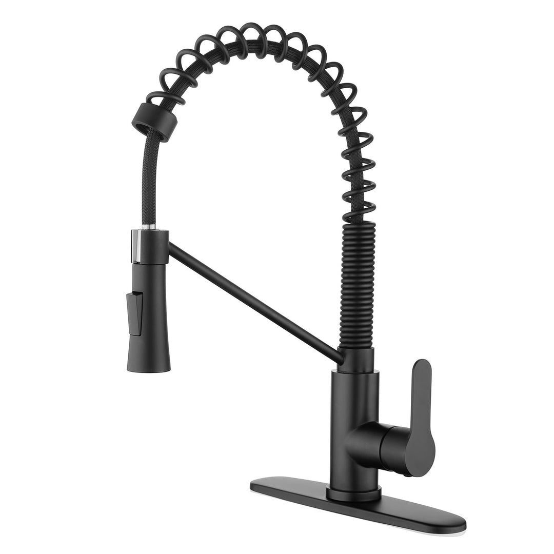 Matte Black Kitchen Faucet with Soap Dispenser with Pull Down Sprayer Utility Laundry Single Handle Kitchen Sink Faucet