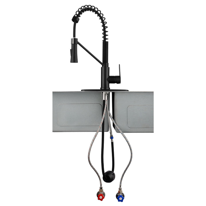 Matte Black Kitchen Faucet with Soap Dispenser with Pull Down Sprayer Utility Laundry Single Handle Kitchen Sink Faucet