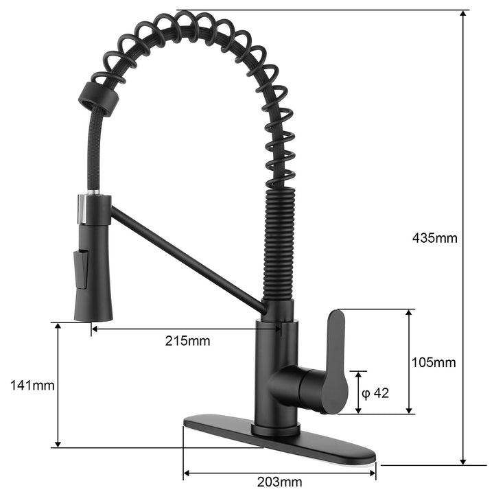 Matte Black Kitchen Faucet with Soap Dispenser with Pull Down Sprayer Utility Laundry Single Handle Kitchen Sink Faucet