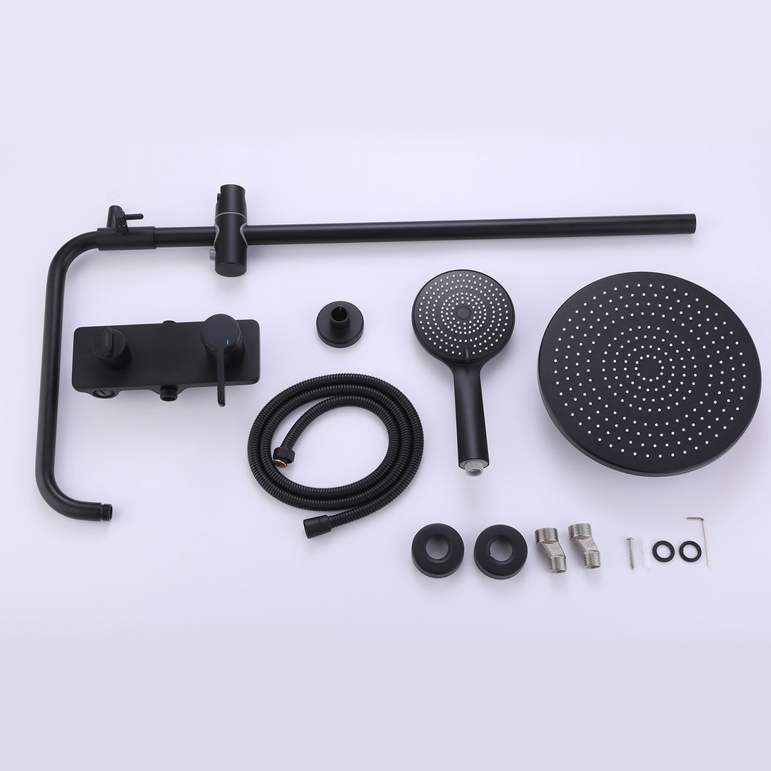 Wall Mount 3-Function Complete Shower System with Rough-In Valve