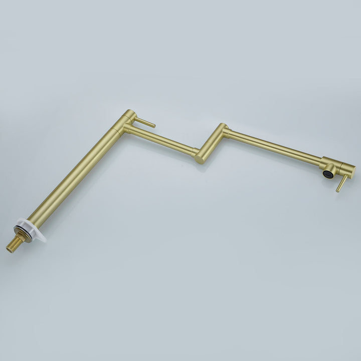 Farmhouse Double Handle Wall Mount Pot Filler with Solid Brass in Brushed Gold