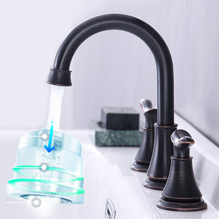 2-Handle 8 inch Widespread Bathroom Sink Faucet Lavatory Faucet 3 Hole With Pop Up Drain Assembly