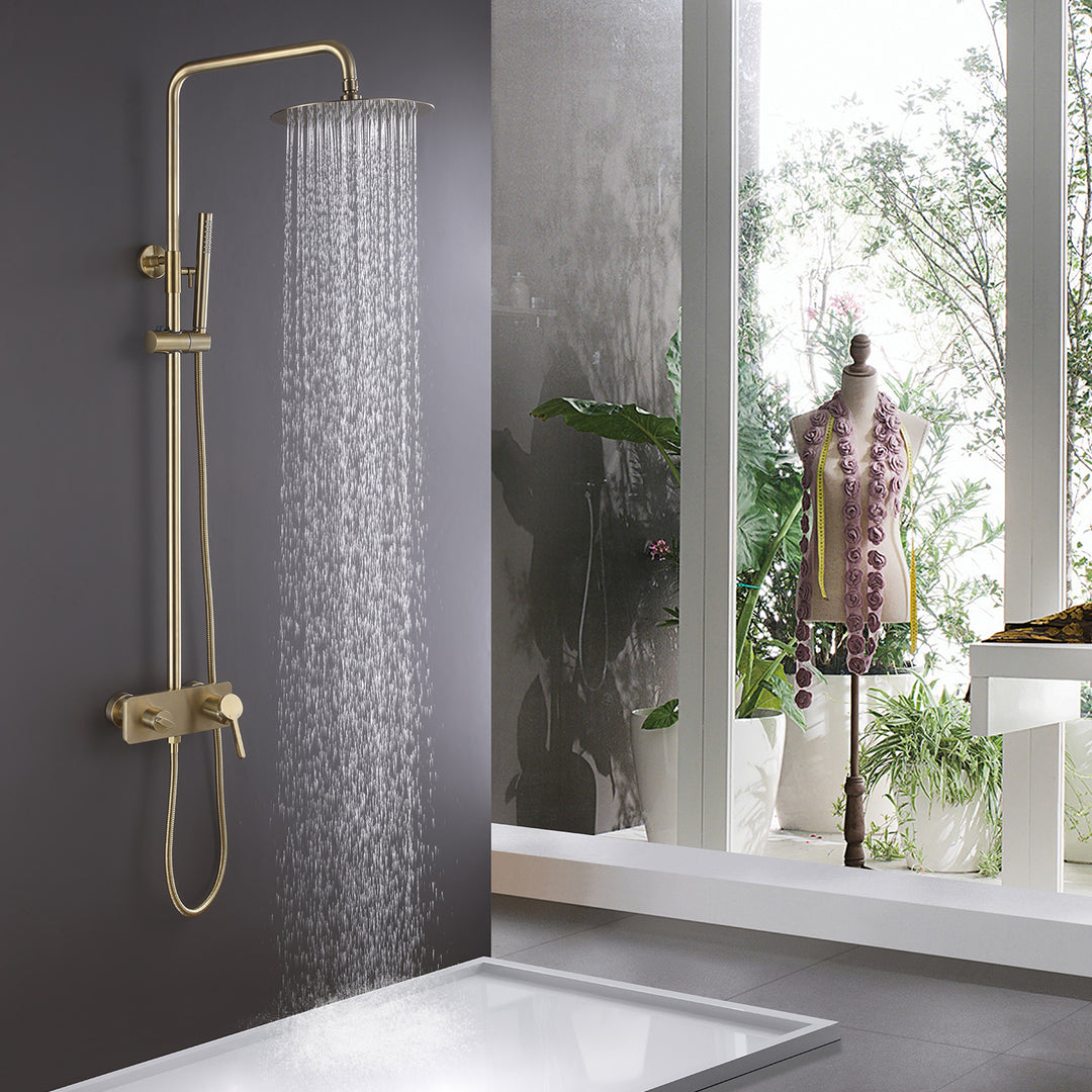 Wall Mount 3-Function Complete Shower System with Rough-In Valve