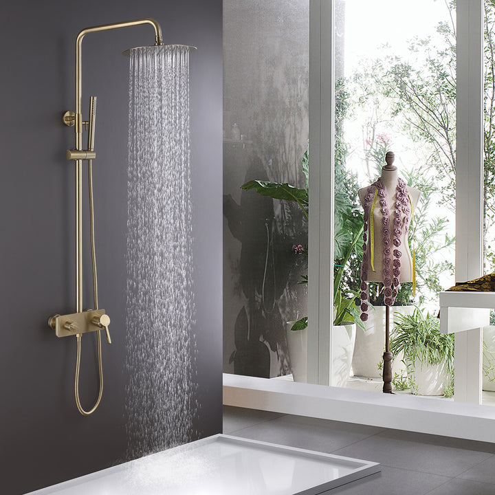 Wall Mount 3-Function Complete Shower System with Rough-In Valve