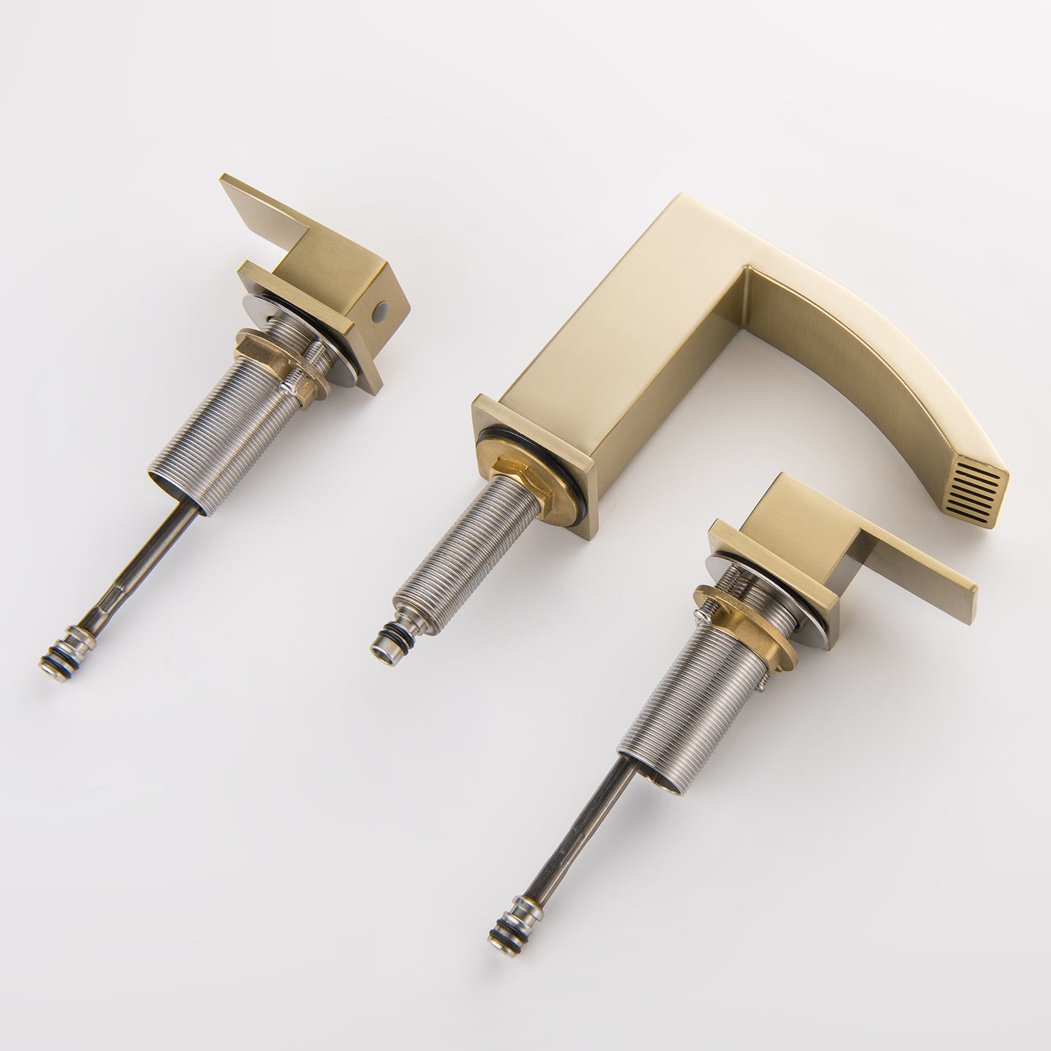 Waterfall Widespread 2 Handles Bathroom Sink Faucet Brushed Gold