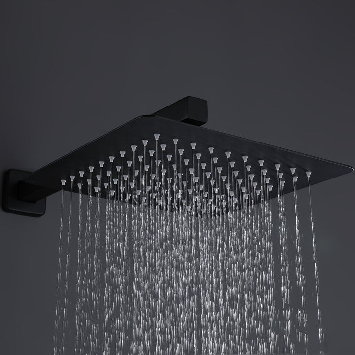10 inch Wall Mounted Matte Black Thermostatic Shower System With Tub Spout