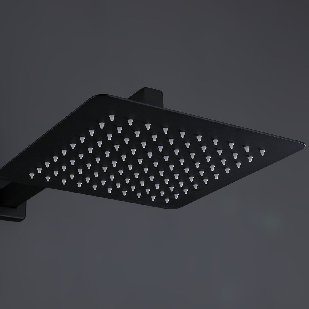 10 inch Wall Mounted Matte Black Thermostatic Shower System With Tub Spout