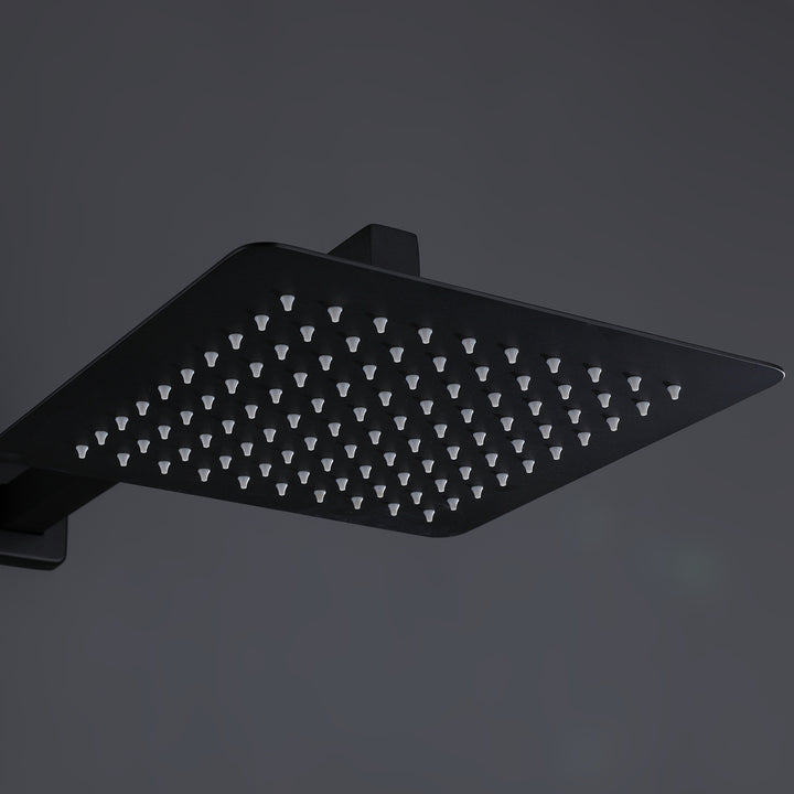 10 inch Wall Mounted Matte Black Thermostatic Shower System With Tub Spout