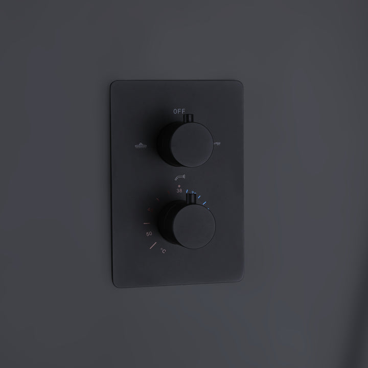 10 inch Wall Mounted Matte Black Thermostatic Shower System With Tub Spout