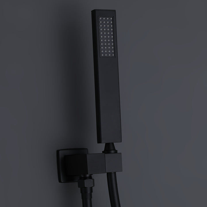 10 inch Wall Mounted Matte Black Thermostatic Shower System With Tub Spout