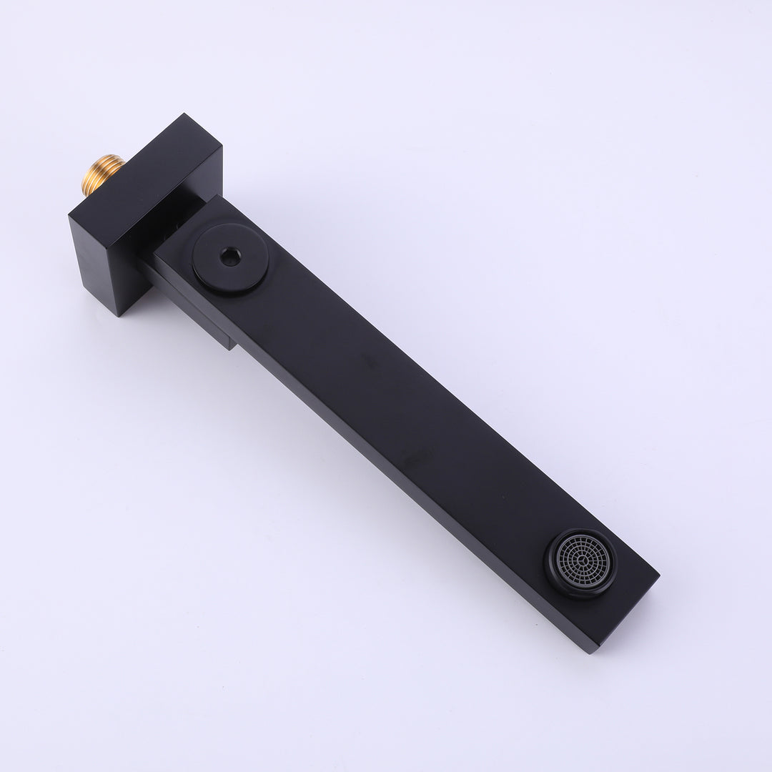 10 inch Wall Mounted Matte Black Thermostatic Shower System With Tub Spout
