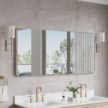 60-in W x 28-in H Brushed Nickel Rectangular Framed Bathroom Vanity Mirror