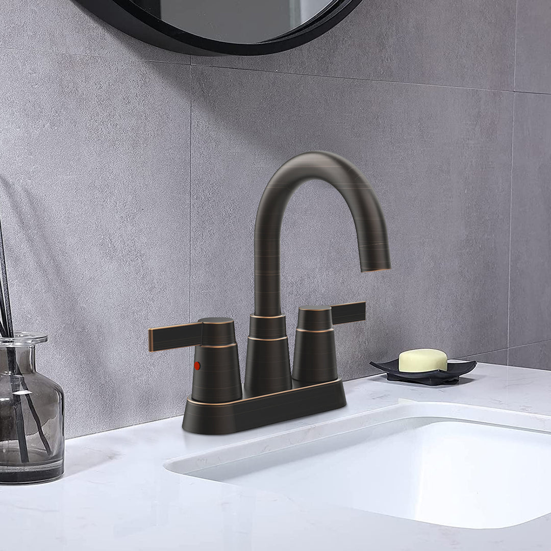 2-Handle 360 Degree High Arc Swivel Spout Centerset 3 Holes Lavatory  Bathroom Sink Faucet