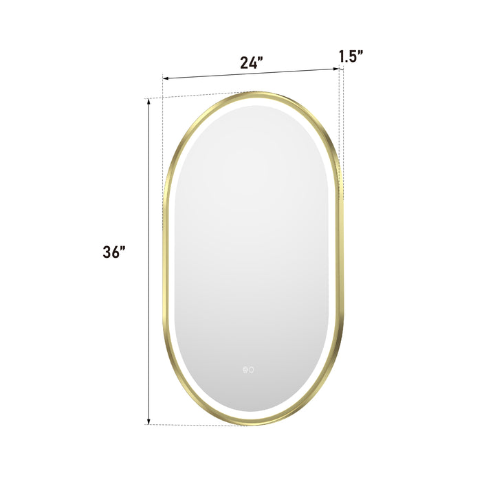 24 in. W x 36 in. H Oval Framed LED Wall-Mounted Bathroom Vanity Mirror