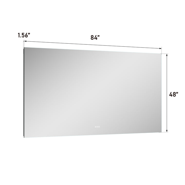 84 in. W x 42 in. H Rectangular Frameless Anti-Fog LED Light Dimmable Bathroom Vanity Mirror in Aluminum