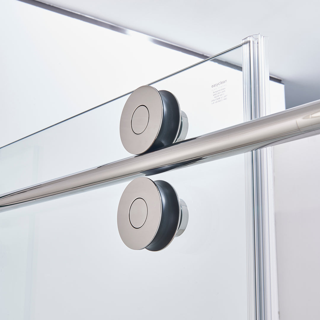 60-in W x 76-in H Double Frameless Bypass/Sliding Brushed Nickel Standard Sliding Shower Door