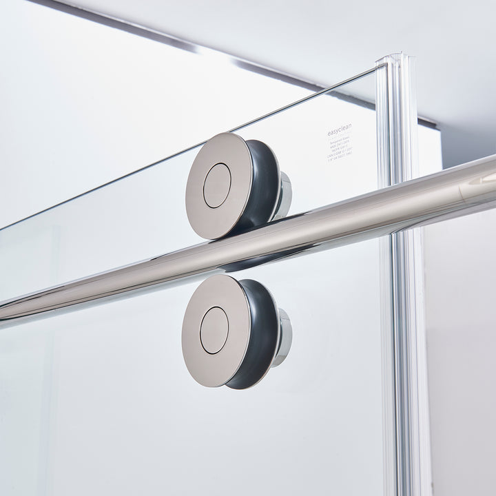 60-in W x 76-in H Double Frameless Bypass/Sliding Brushed Nickel Standard Sliding Shower Door