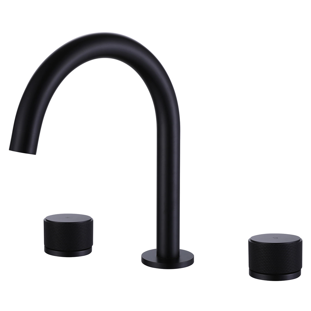 3 Holes Widespread Black Bathroom Faucet Two Handles Basin Sink Mixer Tap
