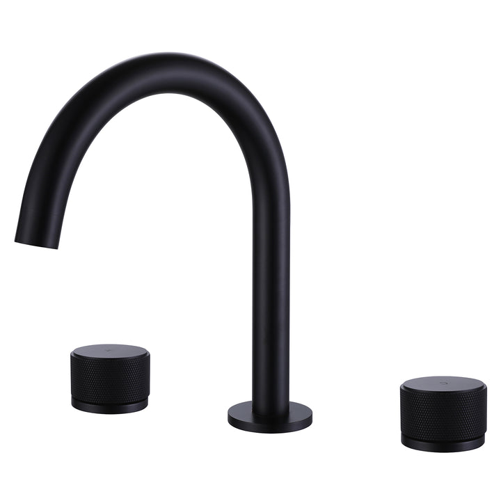 3 Holes 8 in. Widespread Black Bathroom Faucet Two Handles Basin Sink Mixer Tap