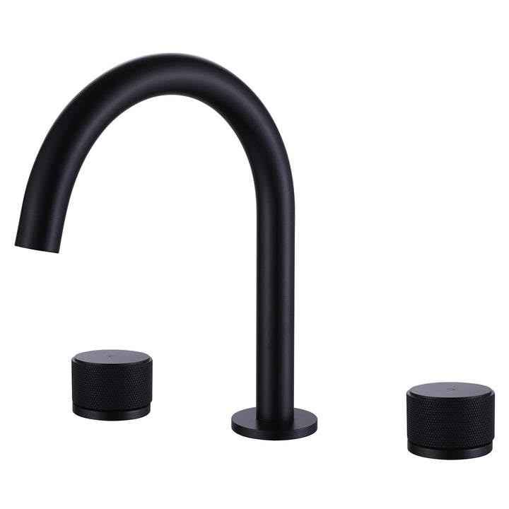 3 Holes Widespread Black Bathroom Faucet Two Handles Basin Sink Mixer Tap