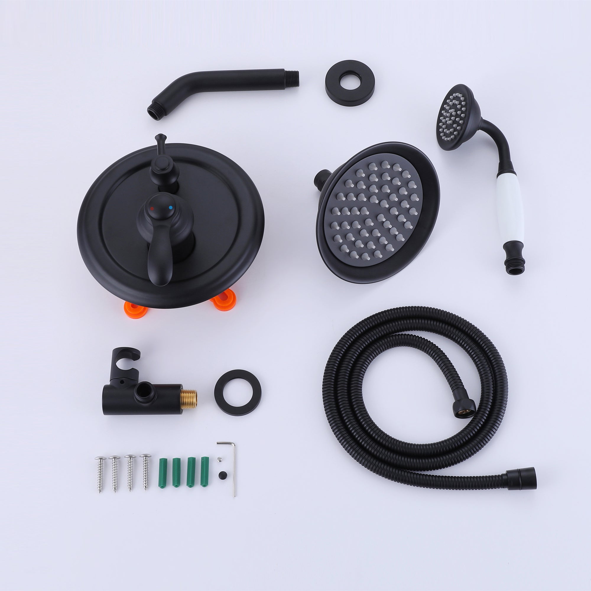 1-Spray Patterns with 1.8 GPM 5.91 in. Wall Mount Dual Shower Heads in Spot Resist