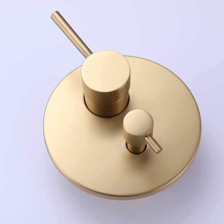 Wall Mounted Bathtub Faucet With Handheld Shower in Brushed Gold