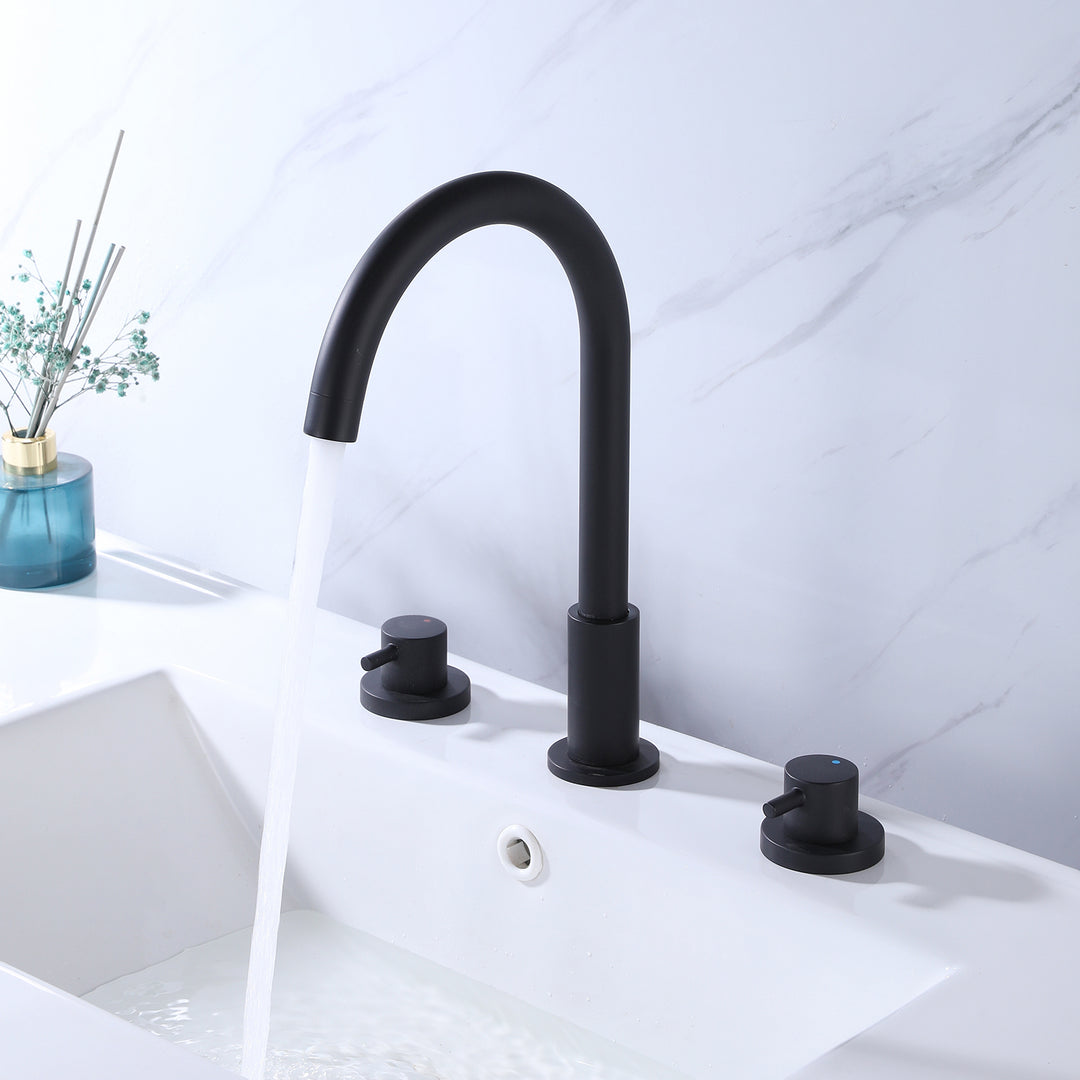 Matte Black Widespread Bathroom Vanity Sink Faucet