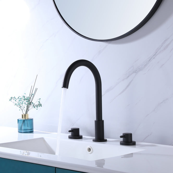 Matte Black Widespread Bathroom Vanity Sink Faucet