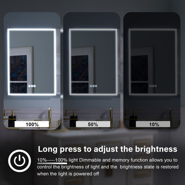 36 in. W x 28 in. H Rectangular Surface Mount LED Mirror Medicine Cabinet in White