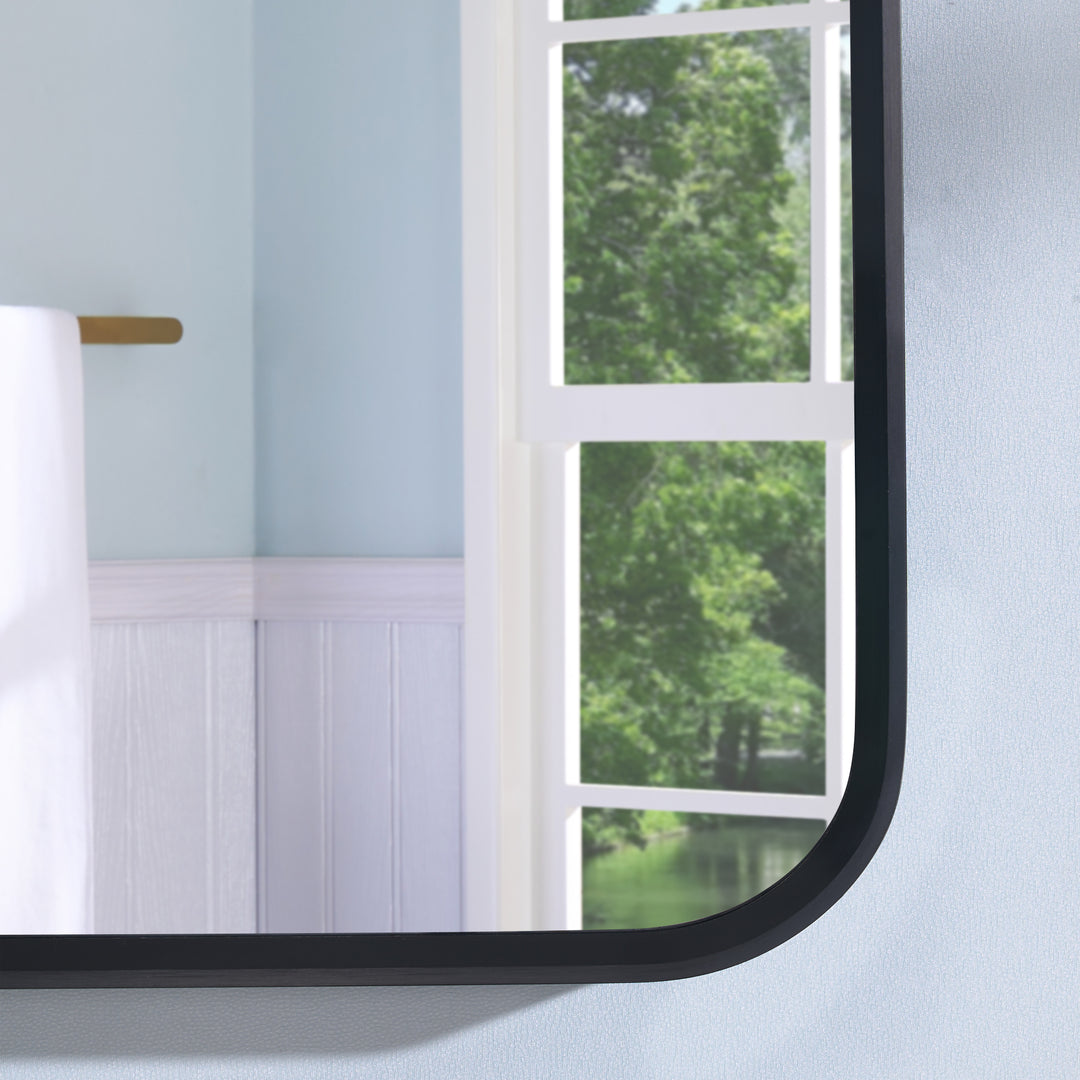 30-in W x 36-in H Black Rectangular Framed Bathroom Vanity Mirror