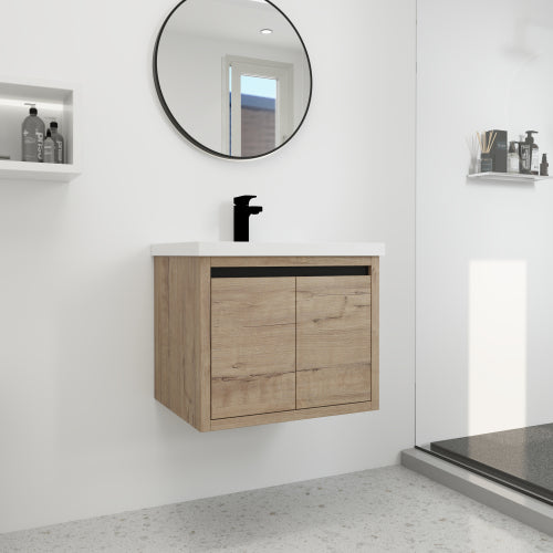 24" Bathroom Cabinet With Sink,Soft Close Doors,Float Mounting Design For Small Bathroom