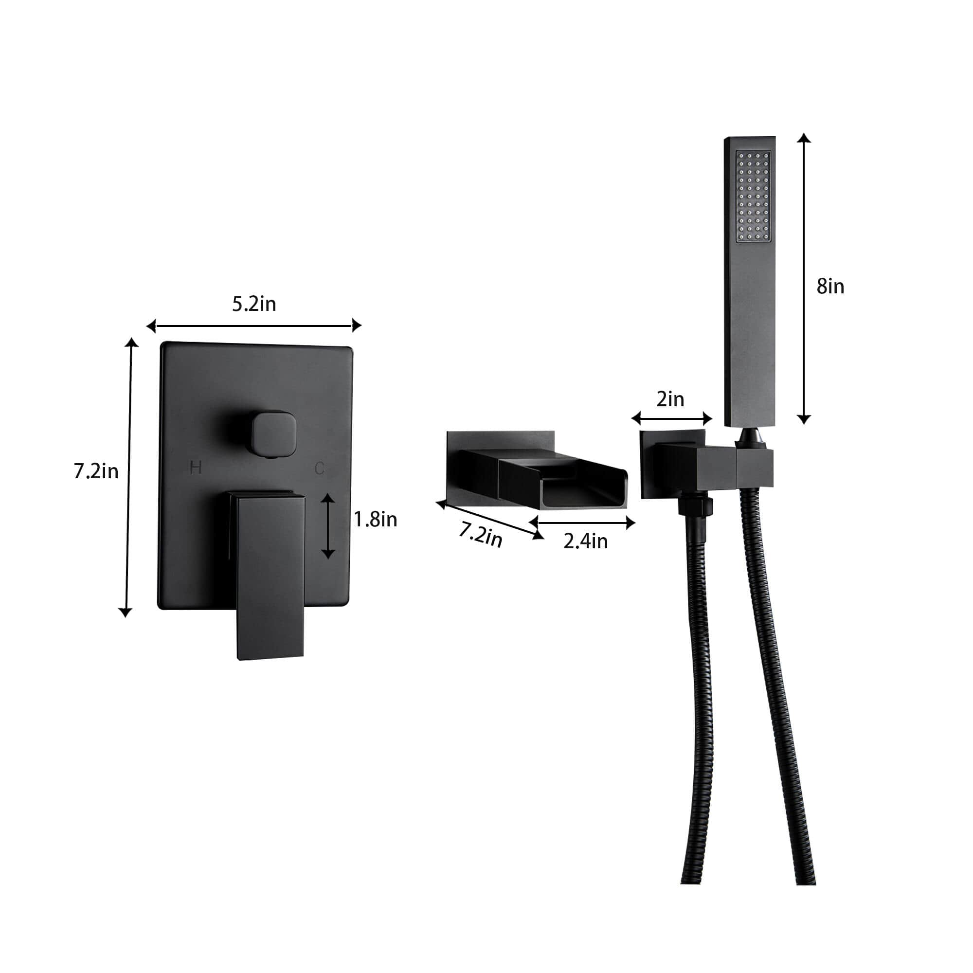 Single-Handle Wall Mount Tub Faucet with Hand Shower