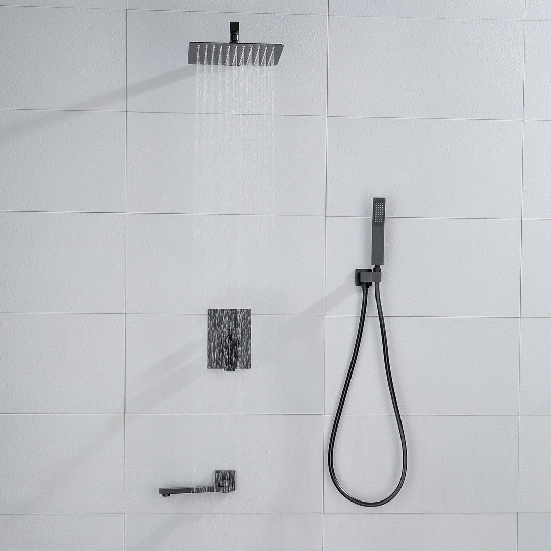 10 inch/ 12 inch 3-way Mixer  Rainfall Shower Head Faucet Tub Spout Tap with Handheld Spray