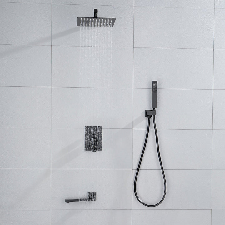 10 inch/ 12 inch 3-way Mixer  Rainfall Shower Head Faucet Tub Spout Tap with Handheld Spray