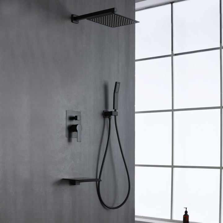 10 inch/ 12 inch 3-Spray Patterns with 1.8 GPM Wall Mount Dual Shower Heads with Waterfall Spout
