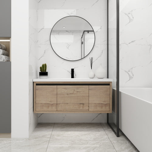 48 Inch Bathroom Cabinet With Sink,Soft Close Doors and Drawer,Float Mounting Design