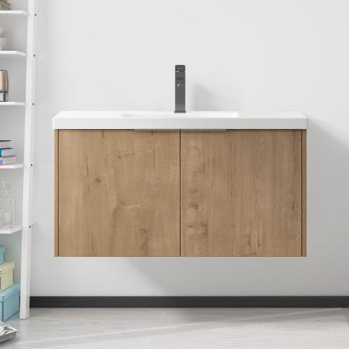 36" Modern Design Float Mounting Bathroom Vanity With Sink Soft Close Door