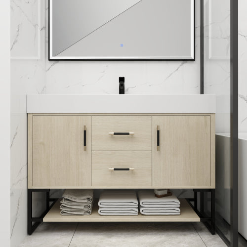 48" Bathroom Vanity Freestanding Design With Resin Sink