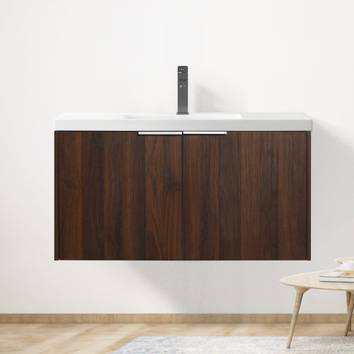 36" Modern Design Float Mounting Bathroom Vanity With Sink Soft Close Door