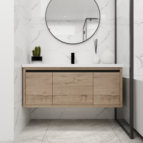 48 Inch Bathroom Cabinet With Sink,Soft Close Doors and Drawer,Float Mounting Design