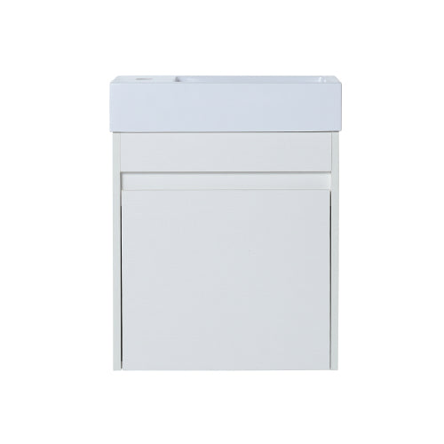 18" Floating Wall-Mounted Bathroom Vanity with White Resin Sink & Soft-Close Cabinet Door