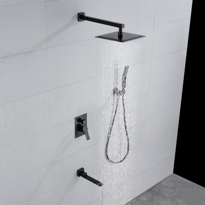10 inch/ 12 inch 3-way Mixer  Rainfall Shower Head Faucet Tub Spout Tap with Handheld Spray