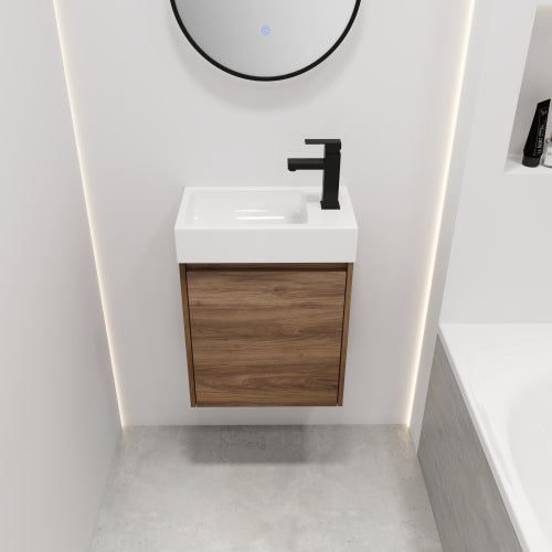 18" Freestanding Bathroom Vanity With Single Sink, Soft Closing Doors, Suitable For Small Bathrooms