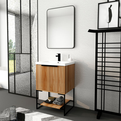 24" Freestanding Bathroom Vanity With Resin Basin